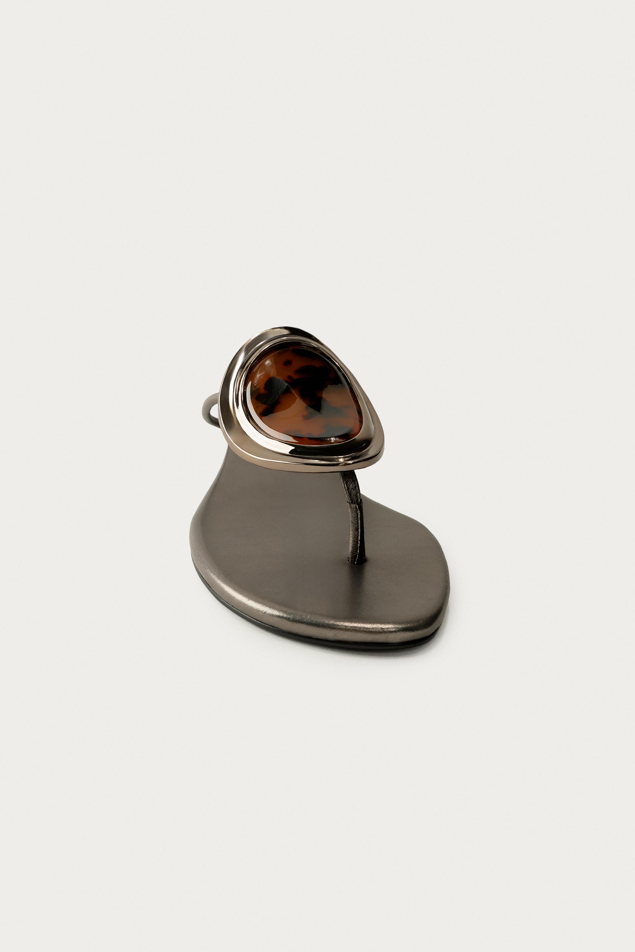 MARISA BERENSON X ZARA FLAT LEATHER SANDALS